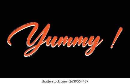 Yummy! hand drawn lettering composition for cafe menu, restaurant, shop and market. the word yummy modern lettering for logo, sticker, badge. vector illustration. EPS 10 .  