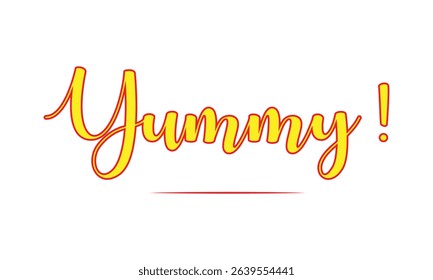 Yummy! hand drawn lettering composition for cafe menu, restaurant, shop and market. the word yummy modern lettering for logo, sticker, badge. vector illustration. EPS 10 .  