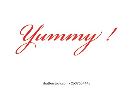 Yummy! hand drawn lettering composition for cafe menu, restaurant, shop and market. the word yummy modern lettering for logo, sticker, badge. vector illustration. EPS 10 .  