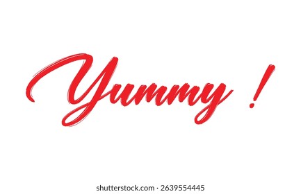 Yummy! hand drawn lettering composition for cafe menu, restaurant, shop and market. the word yummy modern lettering for logo, sticker, badge. vector illustration. EPS 10 .  