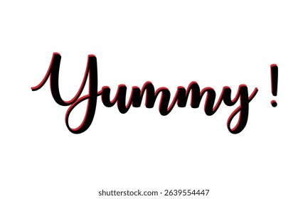 Yummy! hand drawn lettering composition for cafe menu, restaurant, shop and market. the word yummy modern lettering for logo, sticker, badge. vector illustration. EPS 10 .  