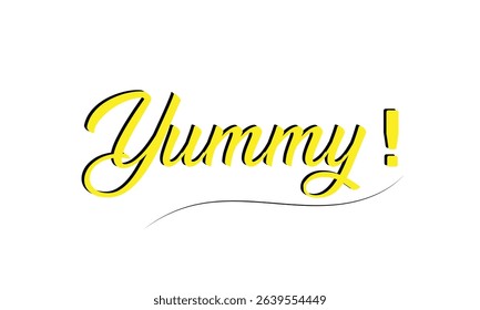 Yummy! hand drawn lettering composition for cafe menu, restaurant, shop and market. the word yummy modern lettering for logo, sticker, badge. vector illustration. EPS 10 .  