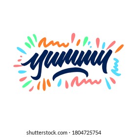 Yummy. hand drawn lettering for food banner. typography design.