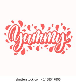 Yummy hand lettering label vector.
