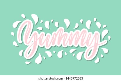 Yummy hand lettering vector label.