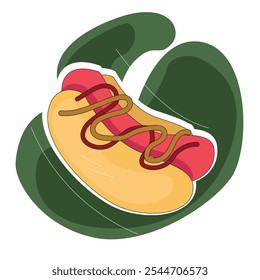Yummy Hot Dog.hot dog street fast food for a snack vector illustration