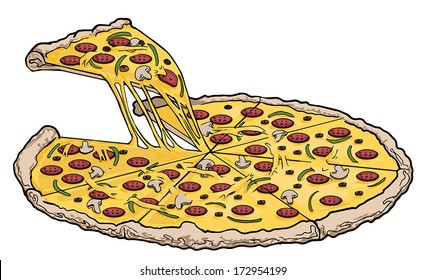 Yummy hot pizza, vector illustrator