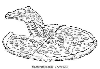 Yummy hot pizza, vector illustrator