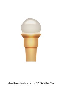 Yummy ice cream cone isolated on white background icon. Street fast food, sweet milky dessert vector illustration in flat style