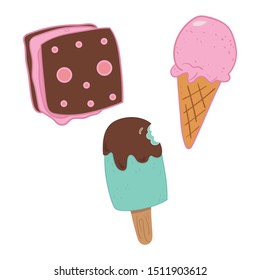 Yummy Ice cream set delicious vector