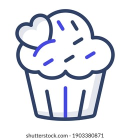 Un delicioso ícono de bizcocho en estilo lineal 