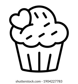 Eine Yummy-Ikone des Cupcakes im linearen Stil