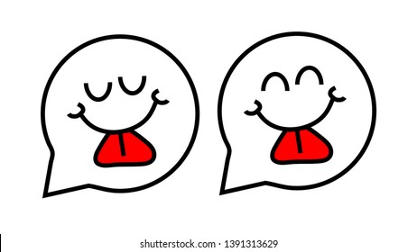 Yummy icon design. 
Smiling emoticons. Pleasing soul and heart. Vector graphics