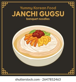 Yummy Korean Food Banquet Noodle ilustração Vetor, Comida EPS
