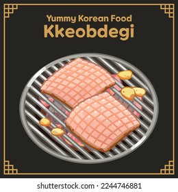 Yummy Korean Food BBQ Kkeobdegi Vector EPS