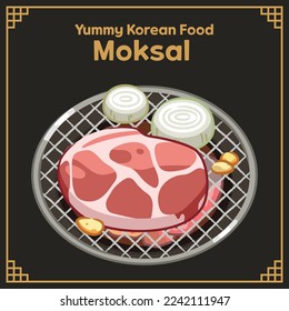 Yummy Korean Food BBQ Moksal Vector EPS