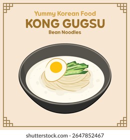 Yummy Korean Food COLD SOYBEAN NOODLES Noodle illation Vetor, Comida EPS