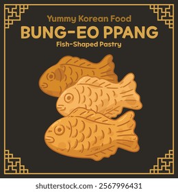 Yummy Korean Food illustration vector, Bungeoppang, Fish-Shaped Pastry