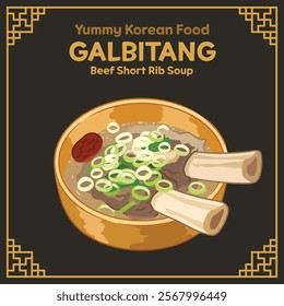 Yummy Korean Food illustration vector, Galbitang, Beef Short Rib Soup