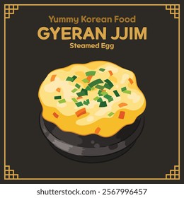 Yummy Korean Food illustration vector, Gyeran Jjim, Steamed Egg