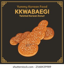 Yummy Korean Food illustration vector, Kkwabaegi, Twisted Korean Donut