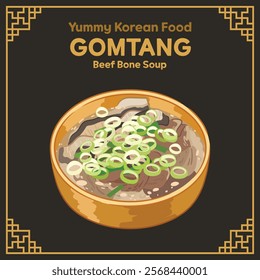 Yummy Korean Food illustration vector, Gomtang, Beef Bone Soup