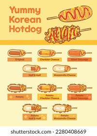 Yummy Korean Hot Dog Illustration Food Illustration Vector EPS