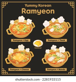 Yummy Korean Ramyeon illustration instant noodle illustration Vector EPS