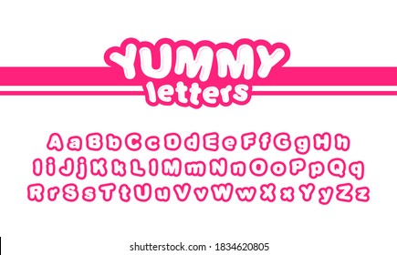 Yummy letters set design for use in print or logo. Modern children font. Kids letters.