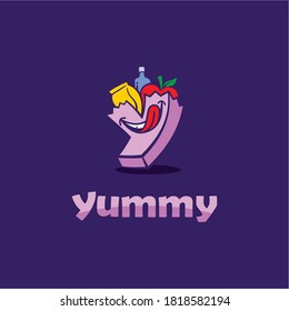 yummy mascot logo, letter y that formed bag