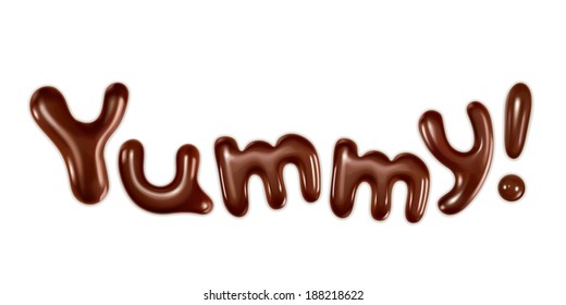 Yummy, modern-style inscription, can be used as a label for something tasty and delicious, stylish vector illustration isolated on white background