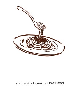 Deliciosa pasta Bolognese Spaghetti Ilustración Comida italiana