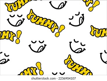 yummy pattern yellow face hand drawn