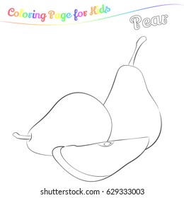 Yummy pear for coloring. Simple cartoon style. Page for art coloring book for kids. Vector illustration