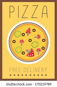 yummy pizza free delivery poster template vector/illustration / background/ greeting card