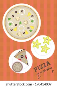 yummy pizza print/ vector poster design template/ layout design/ background/ abstract web design/ wallpaper