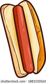 Yummy plain Hotdog in simple doodle style
