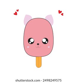 yummy, playful vector ice cream sticker with vibrant colors, smooth lines, and delightful, hand design