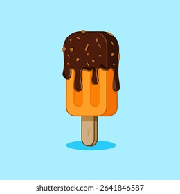 Yummy Popsicle Chocolate Covered Vector Illustration Cartoon Design