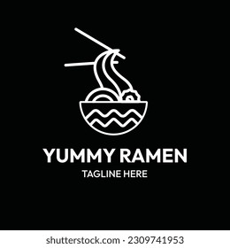 yummy ramen line art outline logo