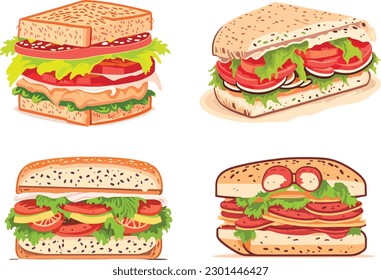  Yummy Sandwich vector art new