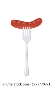 yummy sausage on a fork