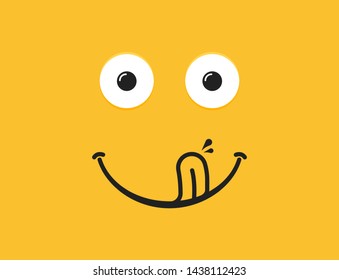 Yummy smile. Delicious, tasty eating emoji face eat with mouth and tongue gourmet enjoying taste