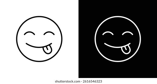 Yummy smile emoji icon icons and symbol set. trendy illustration
