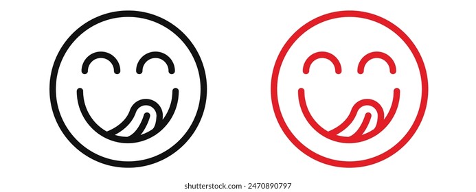 Yummy smile emoji icon mark in filled style