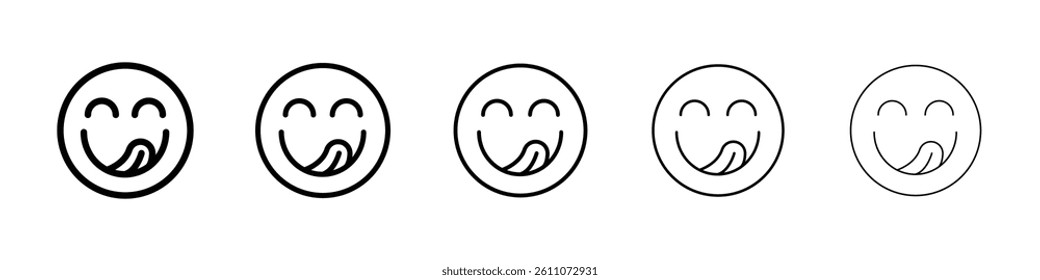 Yummy smile emoji icon Symbol mark in Outline style