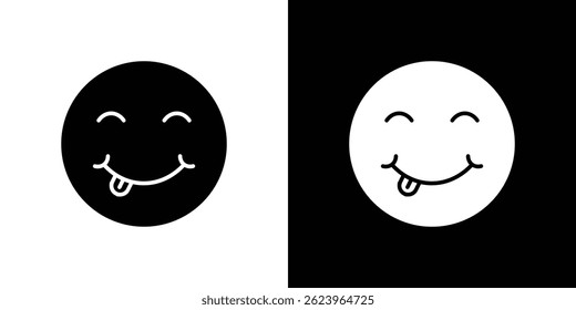 Yummy smile emoji icon vector, solid logo illustration, pictogram