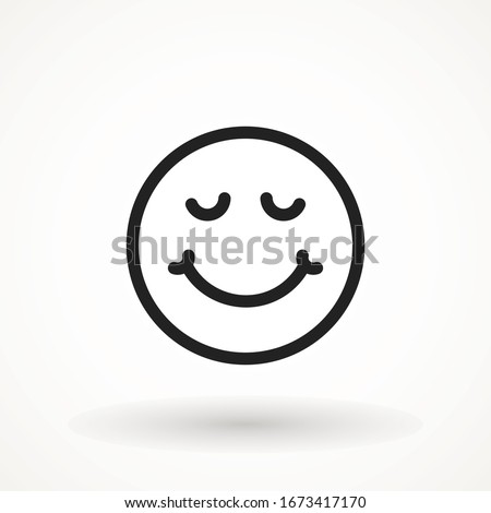 Yummy smile emoticon icon lick mouth. Editable strok Tasty food eating emoji face. Delicious cartoon on white background. Smile face line design. Savory gourmet. Yummy vector icon