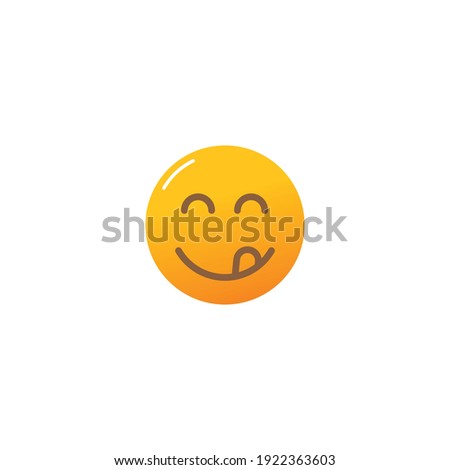 Yummy smile emoticon. Vector icon template