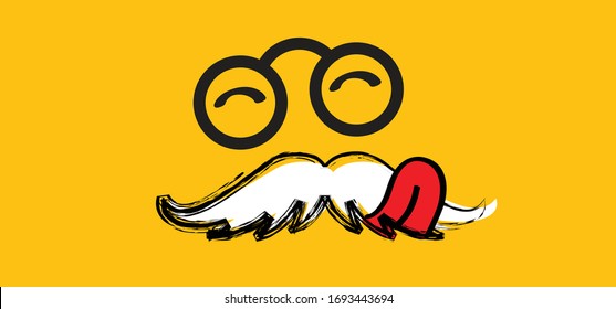 Yummy smile face with red tongue lick and saliva. Vector laugh cartoon slobber sign,  icon. Delicious, hungry, tasty eating. Lips or lips symbol. licking logo. Savour eating. Concept of enjoy everyday